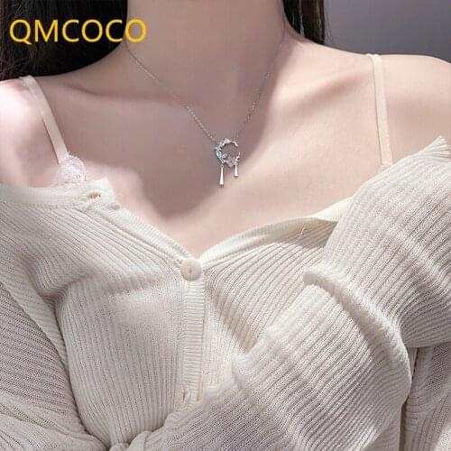 Irregular Moon,Flowers,Water Drop Shell Zircon Geometry Necklace Woman Birthday Party Gift 2021 New Trend Collarbone Chain
