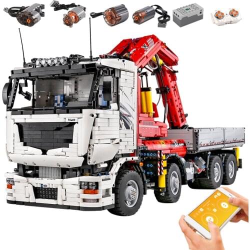 Mould King 19002 High-Tech MOC-8800 App Motorized Pneumatic Crane Truck Building Blocks Assembly Car Model Kids Christmas Gift