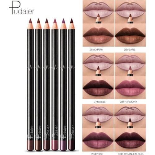 Pudaier 6 Color/set Matte Lipliner Pencil Waterproof Lipsticks Long Lasting Nude Lip Liner Lip Makeup Pen Women Beauty Cosmetics