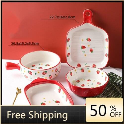 Luxury Plate Set Porcelain Wedding Dinner Plate Sets Strawberry Cute Dessert Plate Cute Bowl Aparelho De Jantar Dinner Plates