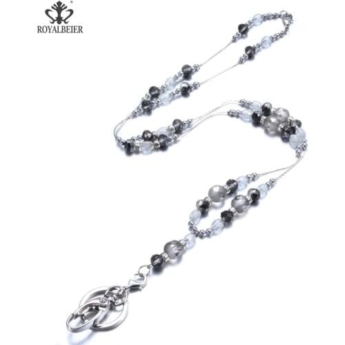 RoyalBeiery Artificial Crystal Necklace Necklace U disk ID Work Card Mobile Phone Chain Keychain Mobile Lanyard Handmade