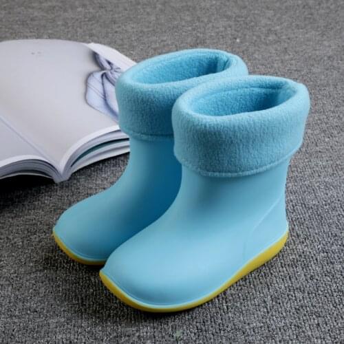 ULKNN Boys Girls Baby Rubber Boots Soft PVC Snow Boots Summer Autumn Children Rain Boots Warm Plush Waterproof Kids Rain Shoes