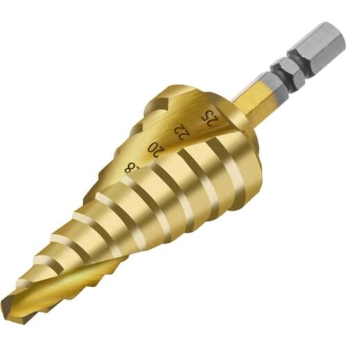 Steel Cone Drill Bit 6-25mm Wood Hole Cutter Tool One Multi-purpose Hexagonal Shank Titanium Coated Spiral Groove