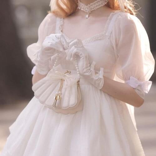 Lolita handbag cute pearl chain shell bag kawaii girl fairy bag loli cosplay gothic lolita coin purse cosplay gothic lolita
