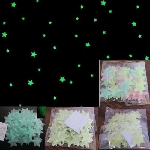 100Luminous 3DStars Dots Wall Sticker for Kids Room Bedroom Home Decoration Glow In The Dark Moon Decal Fluorescent DIY Stickers
