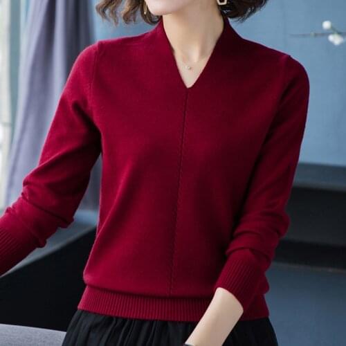 New Winter Fall Sweater Knitted V-Neck Casual Pullover Women Long Sleeve Female Clothes Womens Sweater Pullover Jumpers Mujer