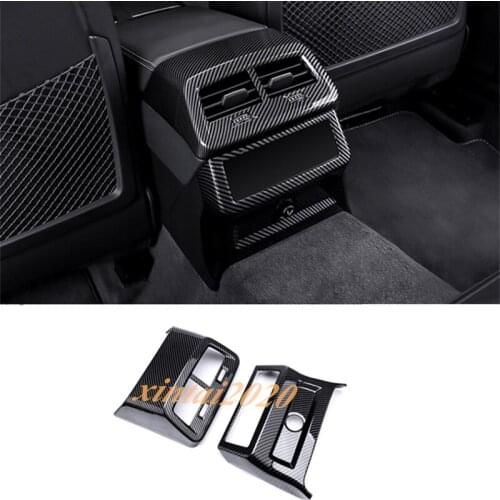 ABS Carbon Fiber Inner Rear Air Vent Outlet Cover Trim For Audi A6 C8 2019-2020 Car Styling Accessories