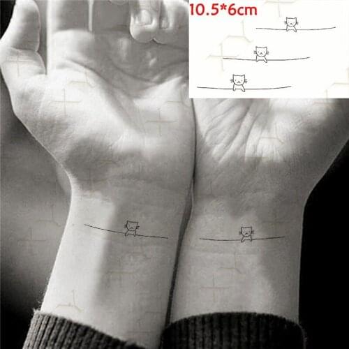 Waterproof Temporary Tattoo Sticker Cat Line Angel Wing Cupid Archery Bear Flash Tattoo Fake Tatto Neck Wrist Finger Women Men