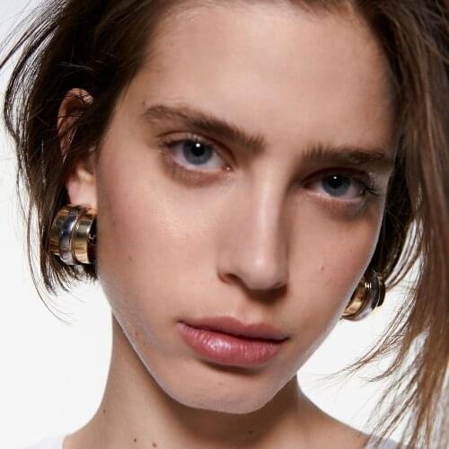 Punk ZA Golden Color Metal Hoop Earrings For Women Maxi Statement Circle Earrings Handmade Brincos Wedding Jewelery Accessories