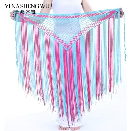 The New Argentina triangle hip scarf colorful style belly dance clothing belly dance waist chain belly dance tassels hip towel