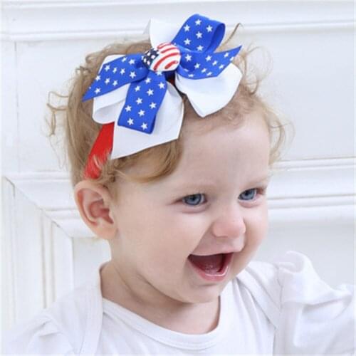 10pcs/lot National Day bow,star ribbon headband in Top Quality Headwear For Kids