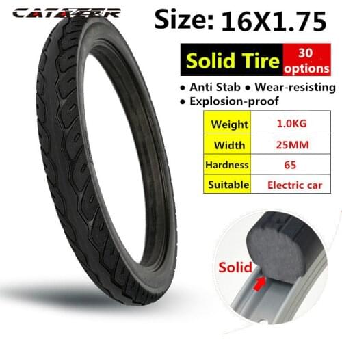 16 Inch 16*1.75 Electrombike Tires e bike Electric Tires Wear-resistant Solid Tires Without Tube Rubber Black Solid Tyre