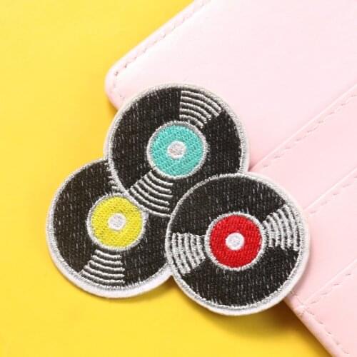 5PC Fashion Three-color CD Circular Embroidery Iron on Patch Garment Applique DIY T-shirt Jacket Bag Sewing Accessory Wholesale