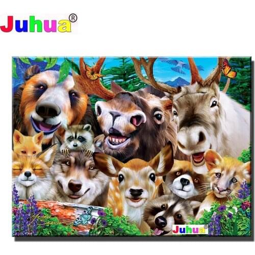 2021 New Gift 5d diy diamond painting"Animal Bear Wolf Elk"mosaic cross stitch portrait embroidery diamond round square stones