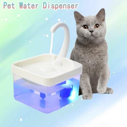 Cat Water Dispenser Automatically Powered LED Automatic Drinking Fountain Swan Neck For Pet Pet Supplies Circulating Feeder 2021