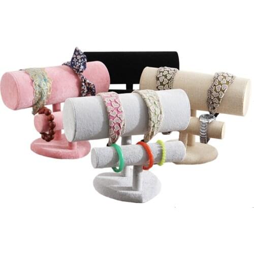 Velvet Heart Shaped Headband Hair Clasp Tiaras Two Layer Display Stand Watch Bracelet Display Rack Jewelry Display Storage