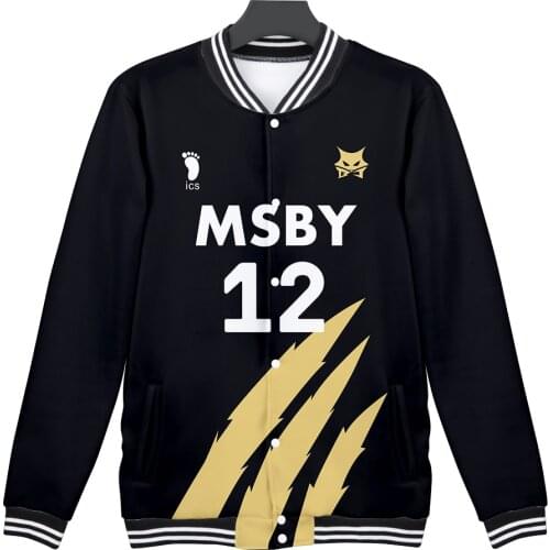 Haikyuu 2020 MSBY Autumn Winter Hot Sale Schweiden Jacket Haikyu Baseball Jackets Single Breasted 3D Printing Casual Rib Sleeve