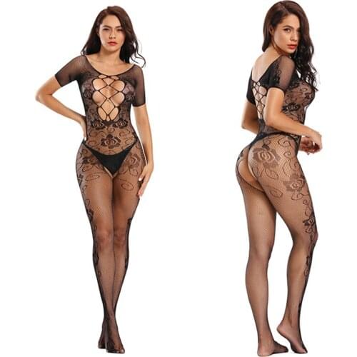 Fishnet Bodysuits Catsuit Womens Transparent Open Crotch Sex Clothes See Through Body Stockings Mesh Mesh Hot Erotic Lingerie