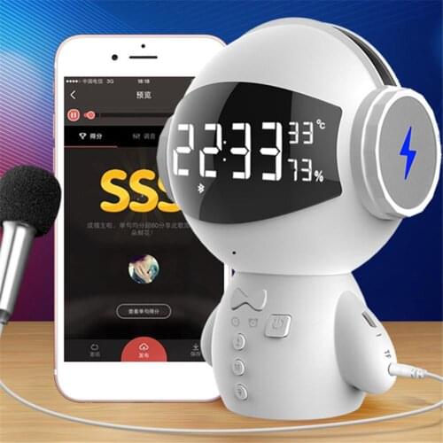 Speaker Clock Robot Multi-functional Power Bank Mini Microphone Card Insert Speaker