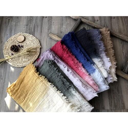 200x100cm Gradient Color Cotton Scarves And Shawls Men And Women Muslim Hijabs Cotton Breathable Wraps shabby Style Neck Cover