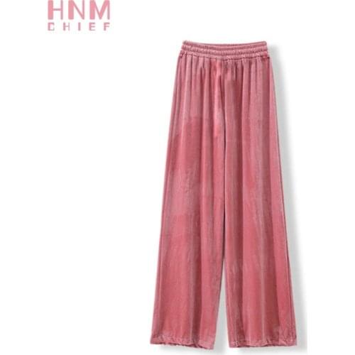 HNMCHIEF Pink Sleep Bottoms Gold Velvet Womens Warm Sleep Pants Winter Warm Sleepwear Long Pants Women Solid Color Nightwear