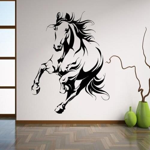 Art Wall Sticker Beautiful Horse Decoration Tribal Animals Poster Vinyl Art Removeable Mural Modern Decal Mostang Sticker
