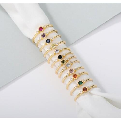 12 Color Stone Family Kids Birthstone Ring Gold Sliver Color Stainless Steel Ring With Birth Stones Jewelry Mother Birthday Gift
