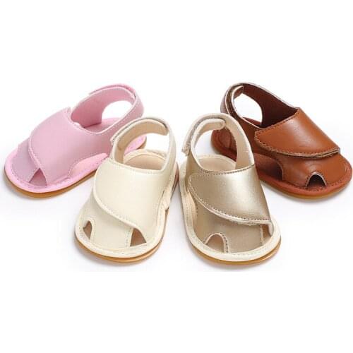 Men and women baby PU leather newborn baby fashion magic stickers solid color hollow children first walker soft bottom shoes