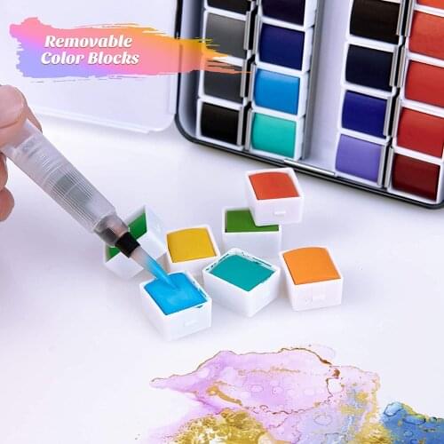 12/24/36/48 Colors Pigment Solid Watercolor Paints Set With Paintbrush Watercolor Pigment Set Art Supplies paint