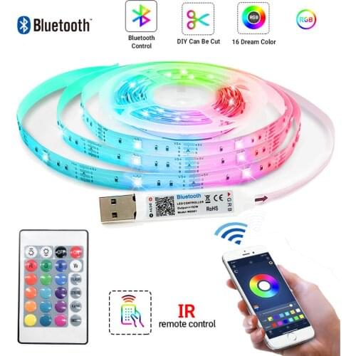 2021 New Bluetooth Usb Led Strip Light With Tv Background Party Music Integration 5050 Rgb 1m 2m 3m 5m 10m Light Strip