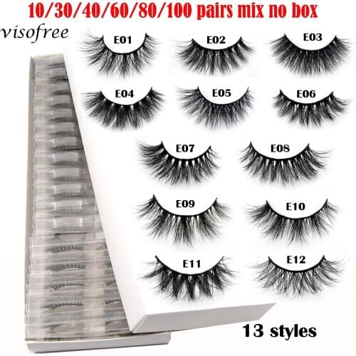 Wholesale Eyelashes 30/40/60/100pcs Visofree 3D Mink Lashes Natural Mink Eyelashes False Eyelashes Makeup False Lashes In Bulk