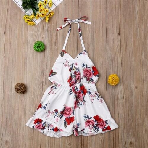 1-6 Year Cute Toddler Baby Girls Romper Floral Sunsuit Summer Cotton Halter Overalls Jumpsuit Clothes Kids Newborn Outfits
