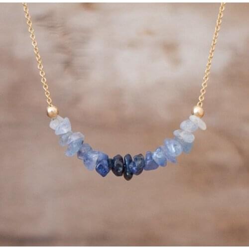 Raw Sapphire Necklace, Blue Ombre Sapphire Necklace, September Birthstone, Sapphire Jewellery