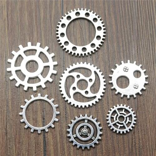 10pcs Antique Silver Color Steampunk Gear Pendant Charms Steampunk Gear Charms For Jewelry Making DIY Craft