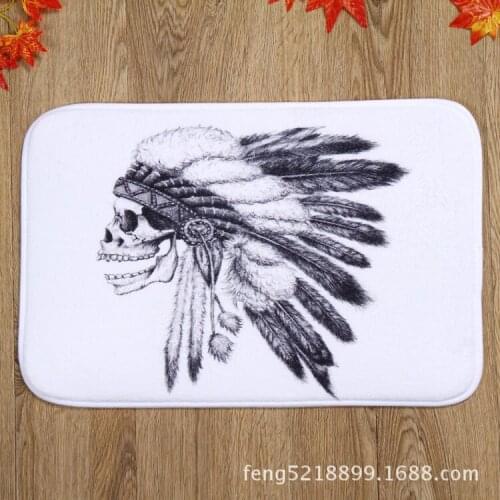 The latest design in black and white skull home bedroom door mats carpet