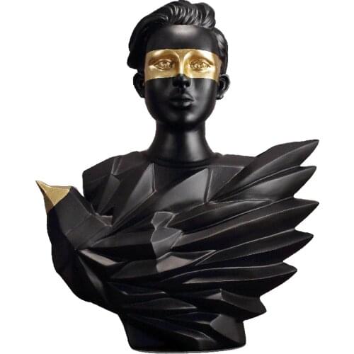 Simple Modern Black Gold Bird Portrait Model Room Living Room TV Cabinet Wine Cabinet Display Soft Decoration Resin Decoration