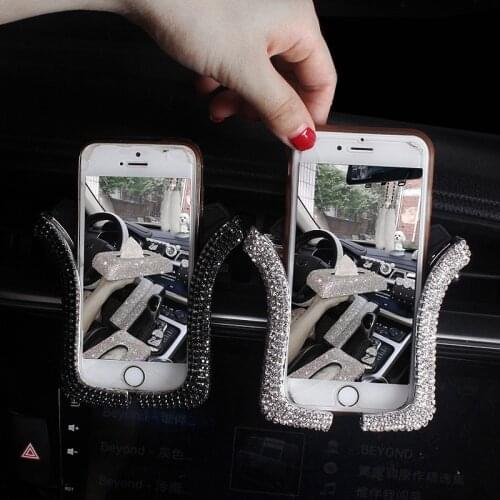 Crystal Car Air Outlet Bracket Mobile Phone GPS Holder Universal Car Mobile Phone Holder Bling Rhinestones for IPhone Samsung
