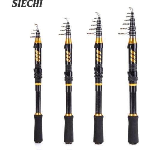 SIECHI Telescopic Fishing Rod Portable Short Spinning Rods Pole Carbon Fiber Superhard 1.5M 1.8M 2.1M 2.4M