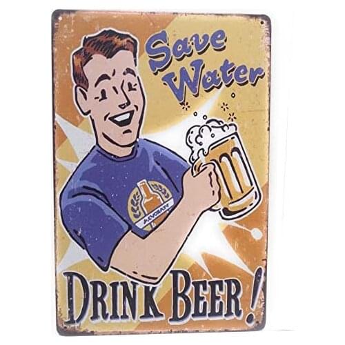 Save Water Drink Beer Metal Tin Sign, Funny Sign, Man Cave Decor, Novelty Gifts, Funny Sign, Alcohol Sign, Business Sign