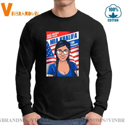 Stylish Pre-shrunk Cotton T-shirt Long Sleeved Callista Tee Fitted Casual Tshirt Clothing Fashion Mia Khalifa T Shirt for men
