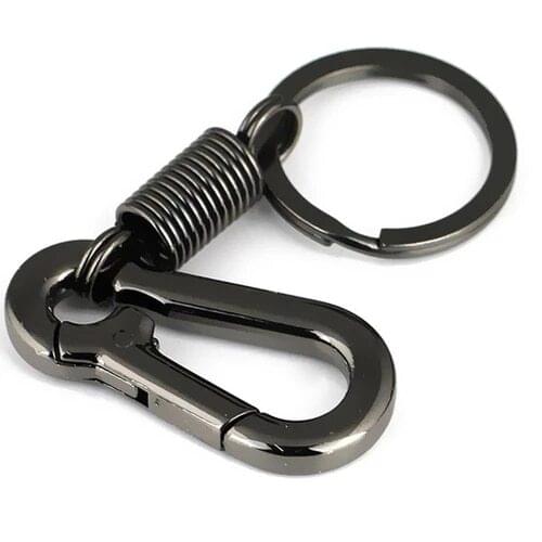 Spring Keychain Heavy Texture Climbing Hook Car Keychain Simple Strong Carabiner Shape Keychain Accessories Metal Vintage
