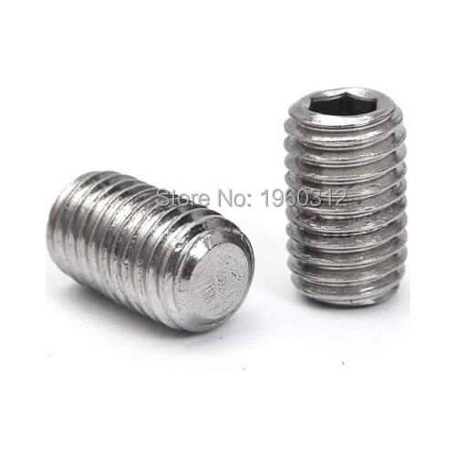 50Pcs DIN913 M2 M2.5 M3 M4 M5 Stainless Steel 304 A2 Metric Thread Grub Screws Flat end Point Hexagon Socket Headless Set Screw