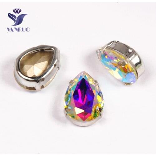 YANRUO 4320 All Sizes AB Drop Glitter Starss Crystal Craft Gems DIY Point Back Sew On Rhinestones For Jewelry Making
