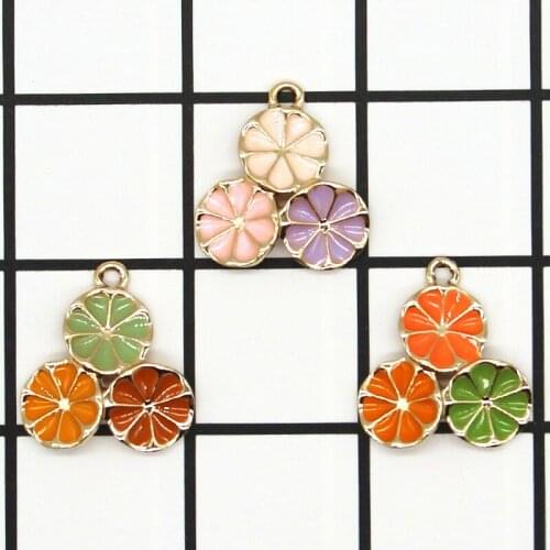 10pcs/lot 18*19mm Gold Color Plated Enamel Fruit Lemon Orange for bracelet Necklace DIY Fashion Jewelry Finding XL961