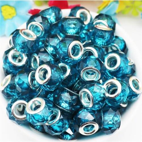 10Pcs Cut Faceted Large Hole Plastic Resin Spacer Beads Fit Pandora Bracelet Charms Bangle Necklace Earrings for Jewelry Making