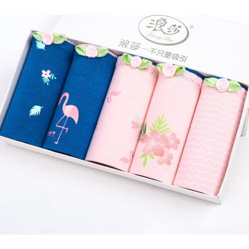Cotton Panties 5Pcs/set Women Panties Sexy Briefs Cotton Soft Underwear Printed Briefs Seamless Comfort Underpant Lady Panties