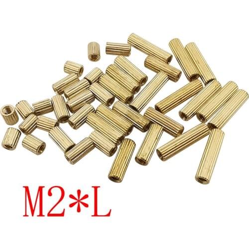50Pcs/lot M2 *L Brass Round Standoff Spacer Female Female M2 Threaded Spacer Screw PCB Pillar L=3mm to 32mm