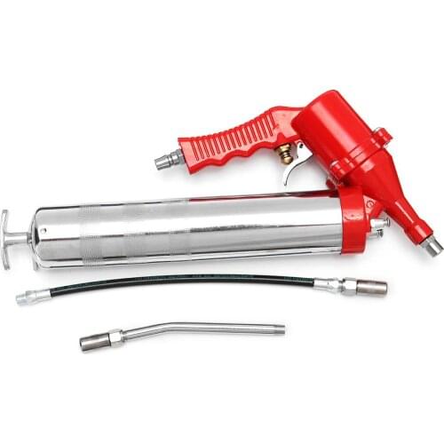 1 Set Car Manual One Hand Grip Air Mini Pneumatic Compressor Pump Grease Tith Pipe Tupe Hose For Gun Red For SUV Truck