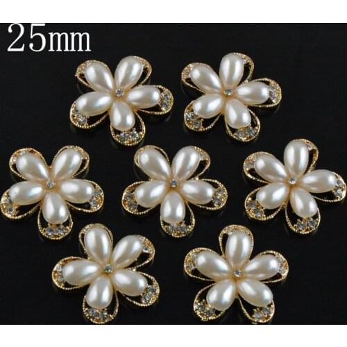 Free Shipping 20pcs/lot 25mm Fashion Crystal Rhinestone Buttons With Crystal And Pearl Crystal Beads Jewelry Accessory PJB13