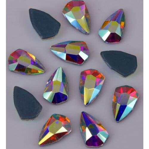 Lead Free! Top Quality 5x8mm Crystal AB Shield Flat Back Hotfix Rhinestones / Iron On Flat Back Crystals